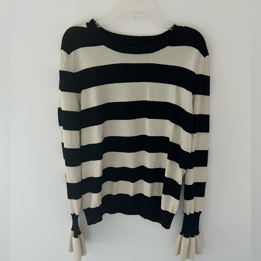 Who What Wear Black and Cream Striped Sweater